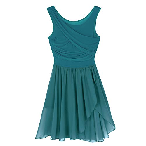 Agoky Vestido de Danza Ballet para Mujer Vestido de Baile Latino Moderno Maillot sin Mangas Leotardo de Gimnasia Rítmica Monos Body para Chica Adulta Verde Large