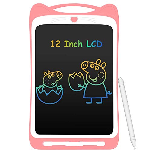 AGPTEK 12 Pulgadas Tablets de Escritura con Pantalla de Color LCD, Botón de Bloqueo, Portátil Tableta de Dibujo para Niños, Clase, Casa, Rosa