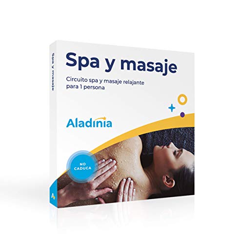 ALADINIA Spa y masaje. Paquete de experiencias para regalar. Cofre con circuito spa y masaje, ideal para hombres o mujeres. Sin caducidad, cambios gratis e ilimitados