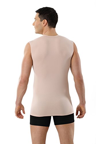 ALBERT KREUZ Camiseta Interior para Hombre - Invisible Color Piel/Beis - sin Mangas con Cuello de Pico y de algodón elástico 08/XXL