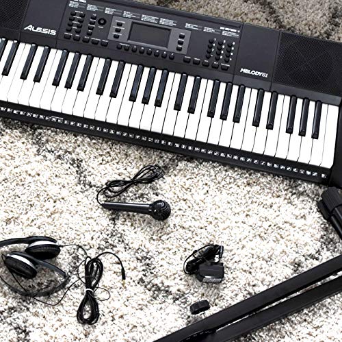 Alesis Melody 61 MKII – Teclado electrónico/Piano digital con 61 teclas, altavoces integrados, auriculares, micrófono, soporte para piano, atril y banqueta