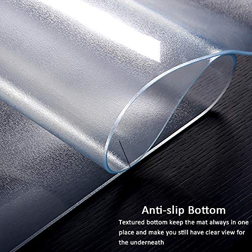 Almohadilla de escritorio transparente, 90 x 40 cm grande antideslizante texturizado PVC tapete de escritura, bordes redondos impermeables, almohadilla protectora de escritorio