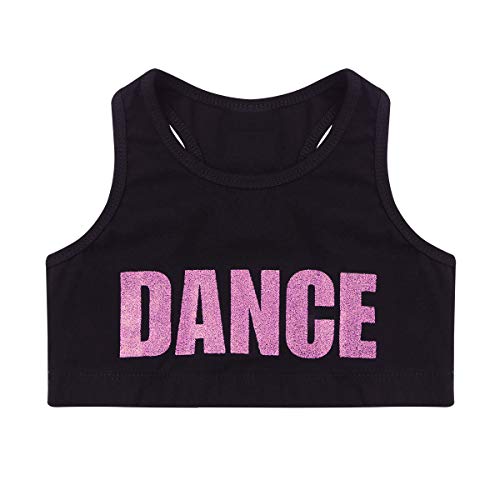 Alvivi Crop Top Niña Danza Jazz Moderna Chaleco Ropa de Baile Camiseta Camisa Deportivo Tank Top Corto Ejercicio Fitness Gimnasia Ciclismo Running Rosa 10 años