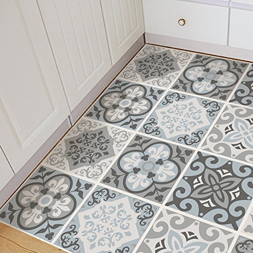 Alwayspon Azulejos de Vinilo Suelo Sticker, Impermeable Antideslizante Azulejos de la Etiqueta para la Cocina Y Baño 23.6X47.2” /, PC 1 Mediterranean 60x120cm (Mediterranean, 50x50cm, 4Pcs)