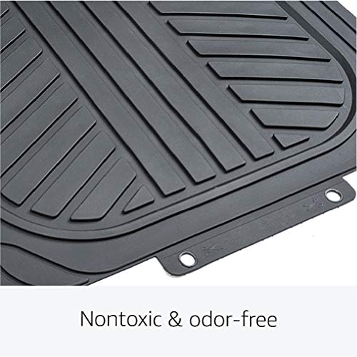 AmazonBasics - Alfombrilla de goma ultrarresistente para coches, todocaminos y camiones hecha para todas las estaciones (4 unidades, con protector de maletero)