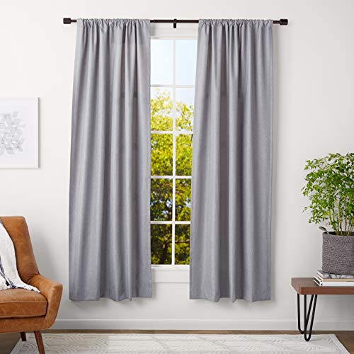 AmazonBasics - Barra para cortinas con remates con tapas, 91-182 cm, Bronce