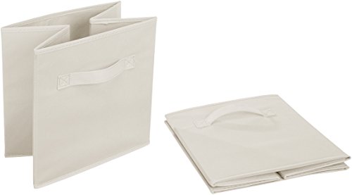 AmazonBasics - Cubos de almacenamiento plegables (pack de 6), Beige