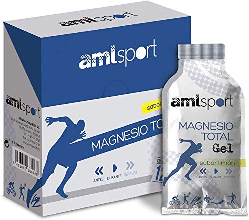 AMLsport - Magnesio total – 12 sobres de 20 ml (sabor limón) disminuye el cansancio y la fatiga, mejora el funcionamiento de músculos, huesos y sistema nervioso. Apto para veganos.