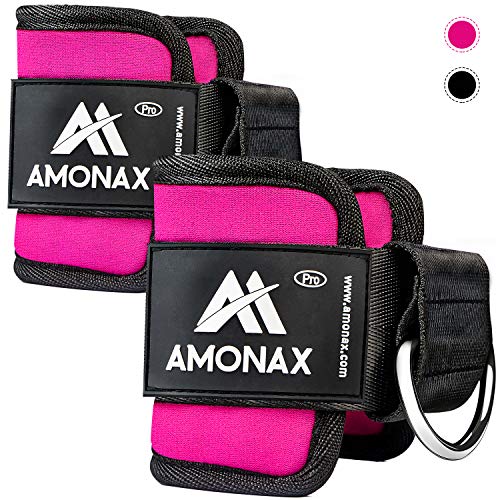 Amonax Tobillera para polea (Acolchado) para piernas y Tobillos, 2 Piezas Correas Tobillos Gym Cable maquinas, Gimnasio, Fitness - Mujeres y Hombres