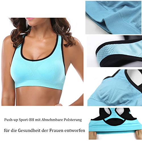 ANGOOL Sujetador Deportivo Almohadillas Extraíbles Yoga Run Bra para Mujer