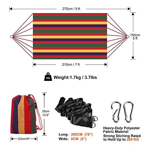 Anyoo Hamaca de Algodón para Jardín al Aire Libre Cama Portátil de Lona con Cuerdas para Acampar Capacidad de 200 Kg Peso Ligera con Bolsa para Jardín Patio Trasero Playa Mochileros