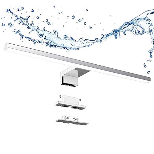 Aogled Led Espejo Luz Baño 10W 820LM 60cm 230V 4000K,Lámpara de Acero Inoxidable 3en1 IP44 Clase II,Diseño Delgado,Sin Parpadeo,Espejo No Regulable Frente/Gabinete/Iluminación de Pared Neutro Blanco