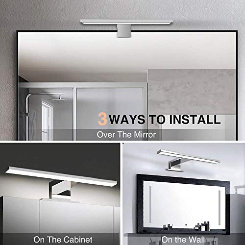 Apliques Espejo Baño LED Impermeable IP44, Hommie 30cm con Interruptor Cableado y Inalámbrico, Luz Espejo Baño 4000K 350LM Blanco Neutro, para Baño, Armario, Pared，Lámpara de Espejo Baño 300*103*40mm