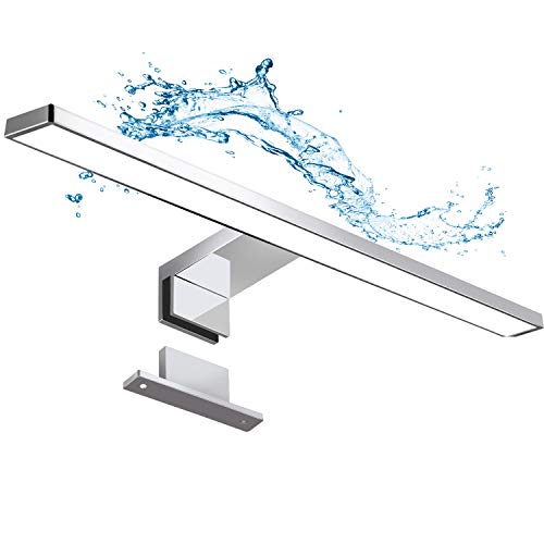 Apliques Espejo Baño LED Impermeable IP44, Hommie 30cm con Interruptor Cableado y Inalámbrico, Luz Espejo Baño 4000K 350LM Blanco Neutro, para Baño, Armario, Pared，Lámpara de Espejo Baño 300*103*40mm