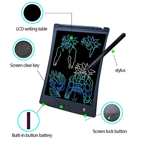 Arolun Tableta de Escritura LCD 8.5 Inch Colorida, LCD Tablero de Dibujo Gráfica Pizarra Magica de Mensaje Memo Pad Electrónico con Lápiz Regalos para Niños,Clase,Oficina,Casa,Cocina (Negro)