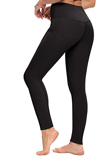 ASKSA Pantalones de yoga de talle alto para mujer, control de la barriga en sentadillas, entrenamiento atlético con bolsillos