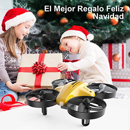 ATOYX Mini Drone, AT-66C RC Drone Niños 3D Flips, Modo sin Cabeza, Estabilización de Altitud, 3 Modos de Velocidad, 4 Canales 6-Ejes, 3 Baterías, Regalo para Niños y Principiantes (Amarillo)