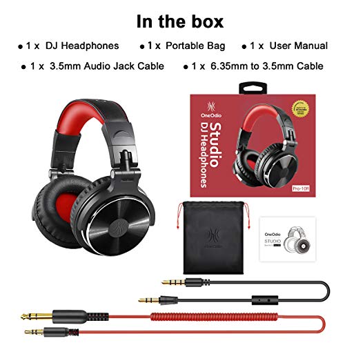 Auriculares para DJ OneOdio, auriculares de estudio, auricular sobre la oreja, auriculares estéreo de alta calidad con cable con micrófono, auriculares cómodos plegables con orejeras de proteínas