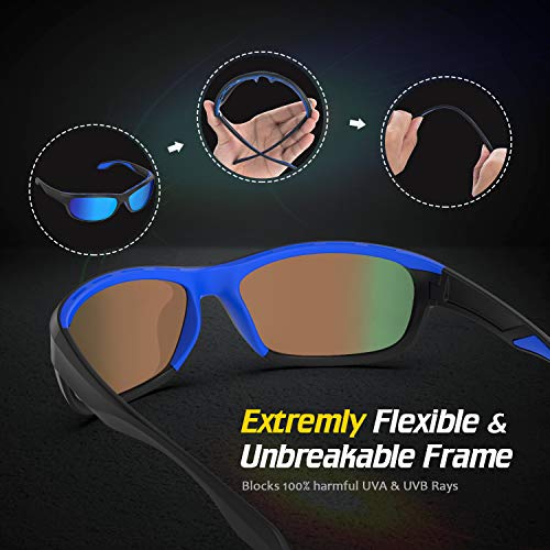 Avoalre Gafas de Sol Hombres Polarizadas Gafas Deportivas Unisex Anti UV400 Marco TR90 Súper Ligero y Mujer Ciclismo MTB Running Coche Moto Montaña - Azul