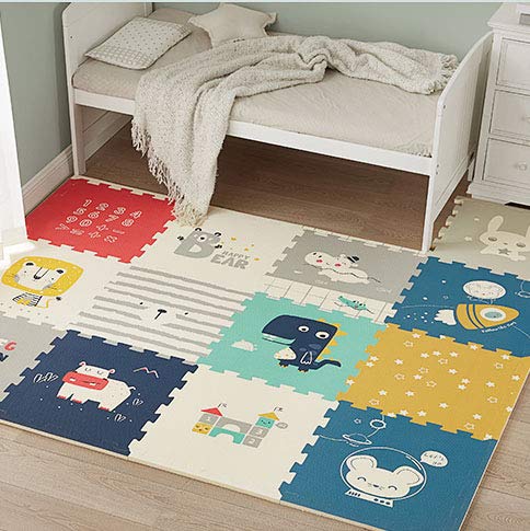 Babify Alfombra Puzzle para bebés Toy Planet - Espesor 2 cm, Antideslizante, Extragrande, Reversible, Impermeable, portátil, de Doble Cara, para niños pequeños y bebés (165x165x2cm)