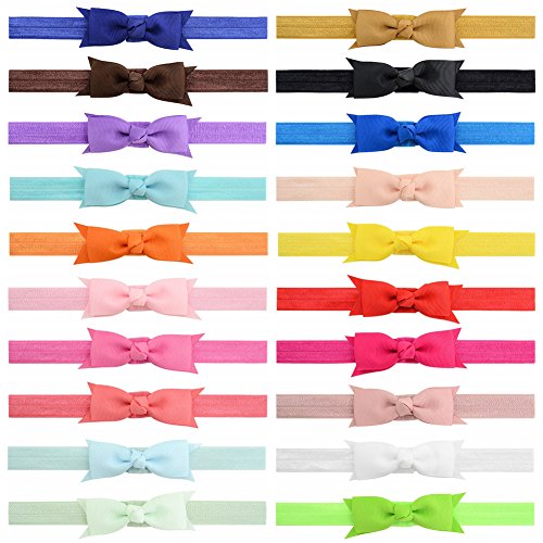 Baby Girls diadema arcos de pelo acanalado cinturón Stretch Bowknot para bebés niños pequeños 20pcs