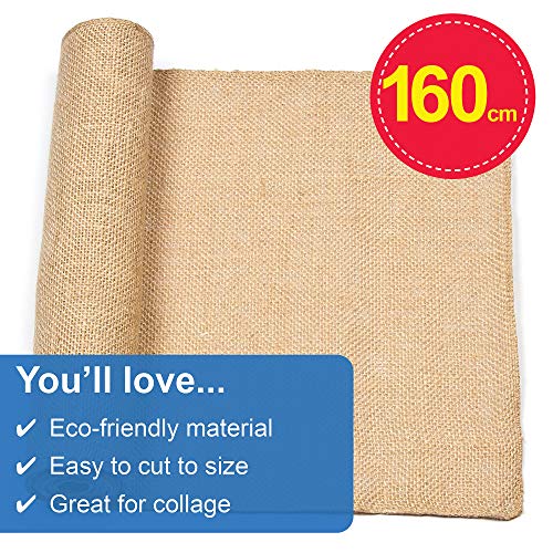 Baker Ross Rollo de arpillera natural para manualidades textiles, decoraciones, collages y modelos (30 x 1.60 cm)