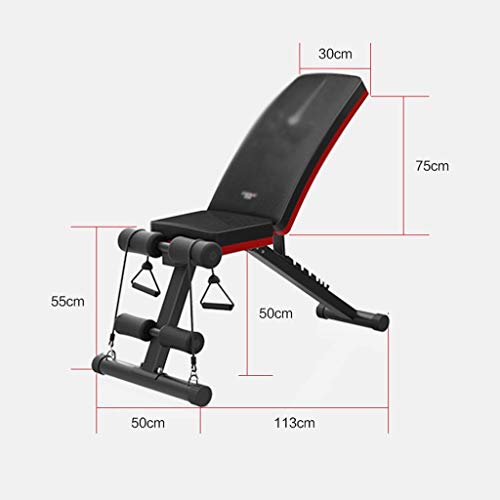 Bancos Mancuerna Banco de Banco Banco Sit-up Equipo de a Bordo Abdominales de la Aptitud Home Bordo Abdominal Multifuncional Silla Plegable de Gimnasia (Color : Black, Size : 113 * 50 * 140cm)