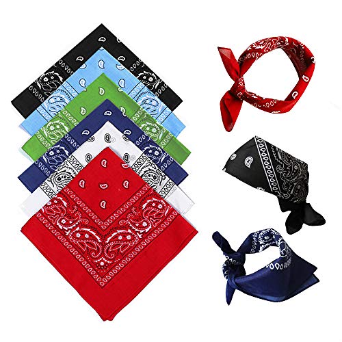 Bandanas Hombres y Mujeres de 6 Piezas, Bufanda de Algodón Paisley, Diadema de Mezclilla, Pañuelo Para Hombres, Ciclismo Hip-Hop Pañuelo Cuadrado, También Como Pañuelo/Pañuelo Para el Cuello