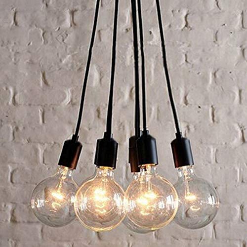 BarcelonaLED Lámpara de Araña Colgante Negro de Suspensión Estilo Vintage Retro con Cable PVC y 6 brazos Portalámparas E27 LED para Techo Habitación Salón Cocina Comedor