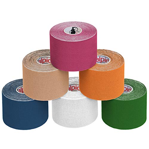 BB Sport 6 Rollos Cinta Kinesiología Tape 5 m x 5 cm Cinta Muscular E- Book Ejemplos Aplicación, Color:multicolor