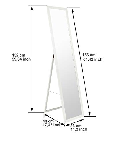 BD ART Espejo de Pie Moderno 36 x 156 cm, Marco de Madera MDF, Color Blanco