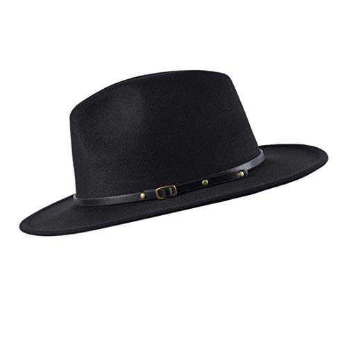 besbomig Sombrero Fedora Sombreros de Sombrerera de Jazz para Hombres Mujer - Sombrero de ala Ancha Fieltro de Lana