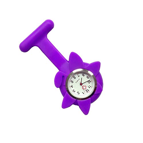 B/H Reloj Enfermera con ，Reloj de Enfermera de Silicona con Forma de Girasol, Reloj de Bolsillo médico de Dibujos Animados-Rojo，Hombres y Mujeres médico Enfermeras Reloj