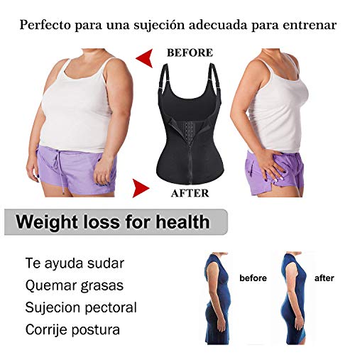 Bingrong Ropa Faja Reductora Mujer Adelgazante Lencería Moldeadora Shapewear Body Waist Trainer Corse de Abdomen Chaleco Moldeador Mujer (Negro, Large)