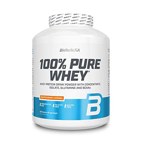 BioTech 100% Pure Whey Proteínas de Suero de Leche, Sabor Caramelo Salado - 2270 gr