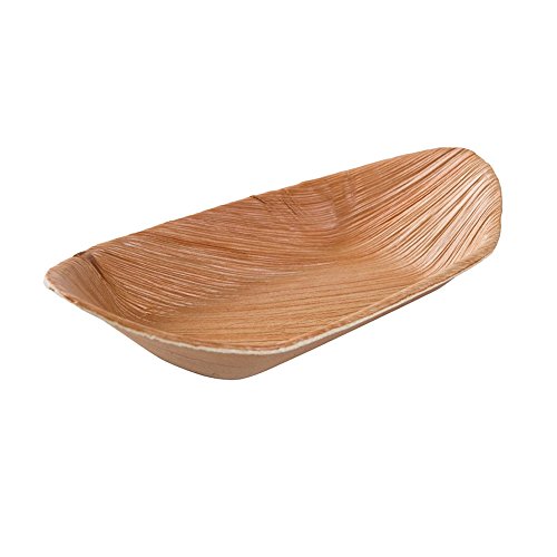 BIOZOYG Palmware - Cuenco Hoja de Palma para Aperitivos I vajilla desechable Biodegradable y compostable I Cuencos para Servir Salsa Aperitivos y mas I 25 Piezas Cuenco Fiesta Tipo Barco 20 cm