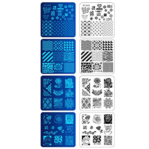 Biutee Set de Stamping Nail Art 12 Pcs Plantillas para Uñas +1pcs Estampador+1pcs Raspador +1 Pcs Bolso Para Placa