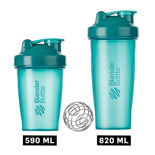 BlenderBottle Classic Botella de agua | Botella mezcladora de batidos de proteínas | con batidor Blenderball | libre de BPA | 820ml - Teal