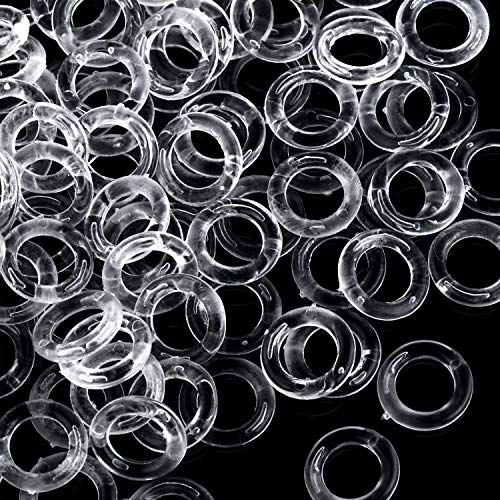 Boao 100 Piezas Anillos de Cortina Ciegos Romanos Transparentes, Diámetro Exterior de 13 mm, Diámetro Interno de 8 mm, Anillos de Plástico Transparente