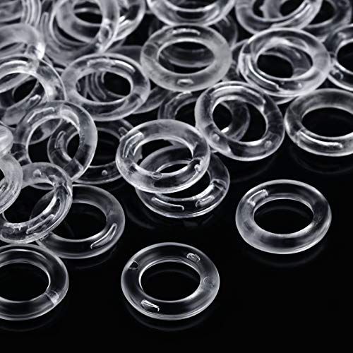 Boao 100 Piezas Anillos de Cortina Ciegos Romanos Transparentes, Diámetro Exterior de 13 mm, Diámetro Interno de 8 mm, Anillos de Plástico Transparente