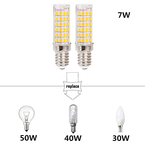 Bombilla extractor cocina, ZSZT bombilla led e14 7w rosca Edison pequeña (SES), equivalente a bombilla halógena de 50W, Blanco cálido 3000K, 2 unidades