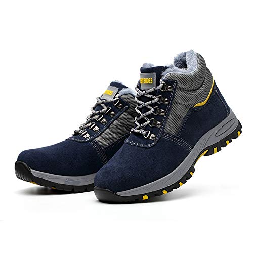 Botas de Seguridad Hombre Mujer Invierno Zapatos de Trabajo S3 con Puntera de Acero Unisex Azul Marino 41