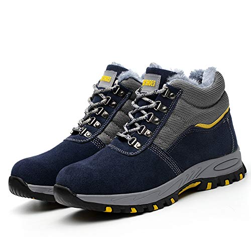 Botas de Seguridad Hombre Mujer Invierno Zapatos de Trabajo S3 con Puntera de Acero Unisex Azul Marino 41