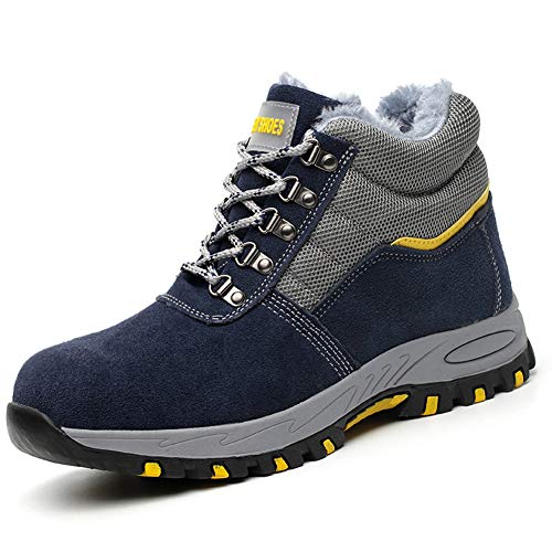 Botas de Seguridad Hombre Mujer Invierno Zapatos de Trabajo S3 con Puntera de Acero Unisex Azul Marino 41