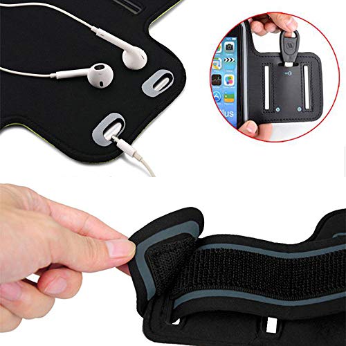 Brazalete Deportivo para Correr Negro Funda Correr Movil para iPhone XS MAX XR 6 6s Plus 7 8 Plus, Samsung Galaxy A10e / Note 10 S8 S9 Plus contra Sudor Correa Ajustable con Soporte para Llave