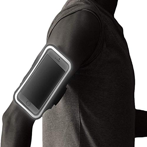 Brazalete Deportivo para Correr Negro Funda Correr Movil para iPhone XS MAX XR 6 6s Plus 7 8 Plus, Samsung Galaxy A10e / Note 10 S8 S9 Plus contra Sudor Correa Ajustable con Soporte para Llave