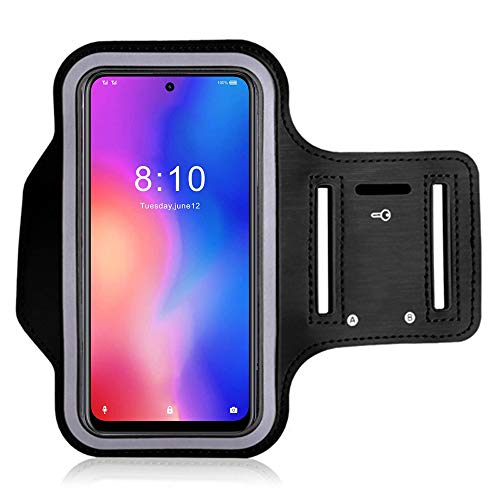 Brazalete Deportivo para Correr Negro Funda Correr Movil para iPhone XS MAX XR 6 6s Plus 7 8 Plus, Samsung Galaxy A10e / Note 10 S8 S9 Plus contra Sudor Correa Ajustable con Soporte para Llave