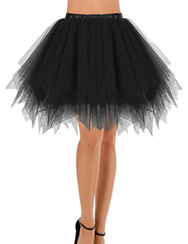 Bridesmay Mujeres Faldas Enaguas Cortas Tul Plisada Fiesta Tutu Ballet Black S