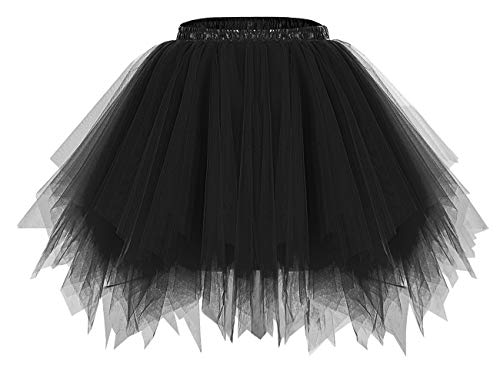 Bridesmay Mujeres Faldas Enaguas Cortas Tul Plisada Fiesta Tutu Ballet Black S