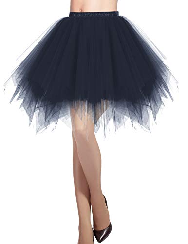 Bridesmay Mujeres Faldas Enaguas Cortas Tul Plisada Fiesta Tutu Ballet Navy XL